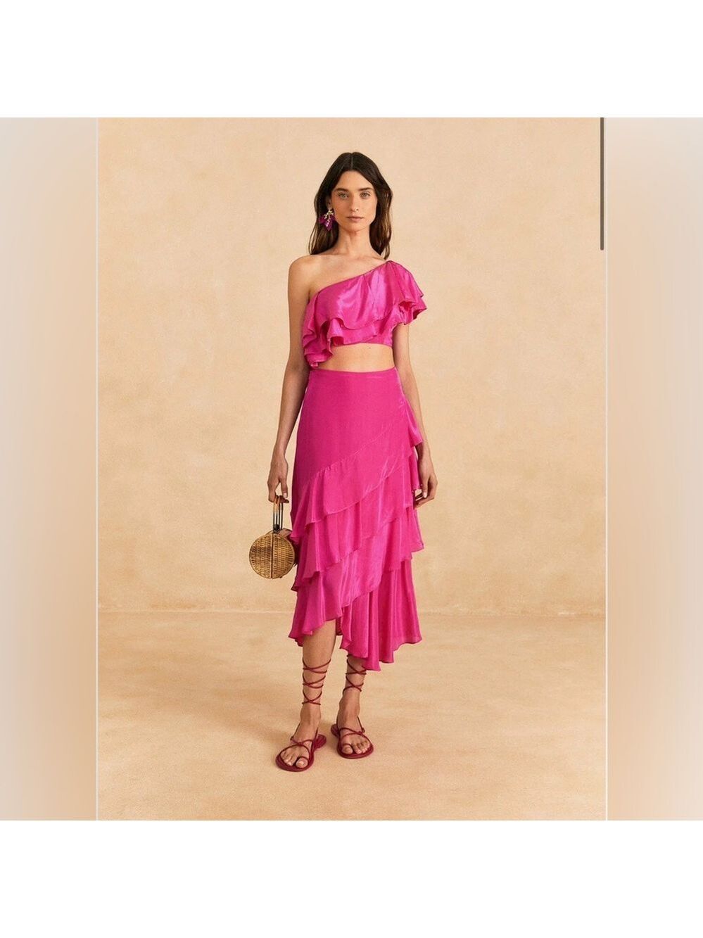 Farm Rio Dark Pink Marocaine Ruffle Skirt - Picture 2 of 9